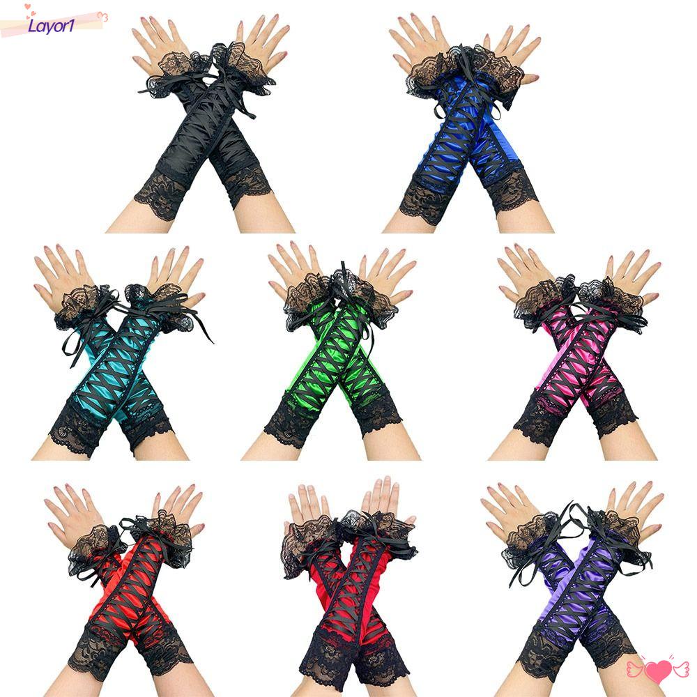 1 Găng Tay Ren Dài Hở Ngón Hóa Trang Cho Nữ