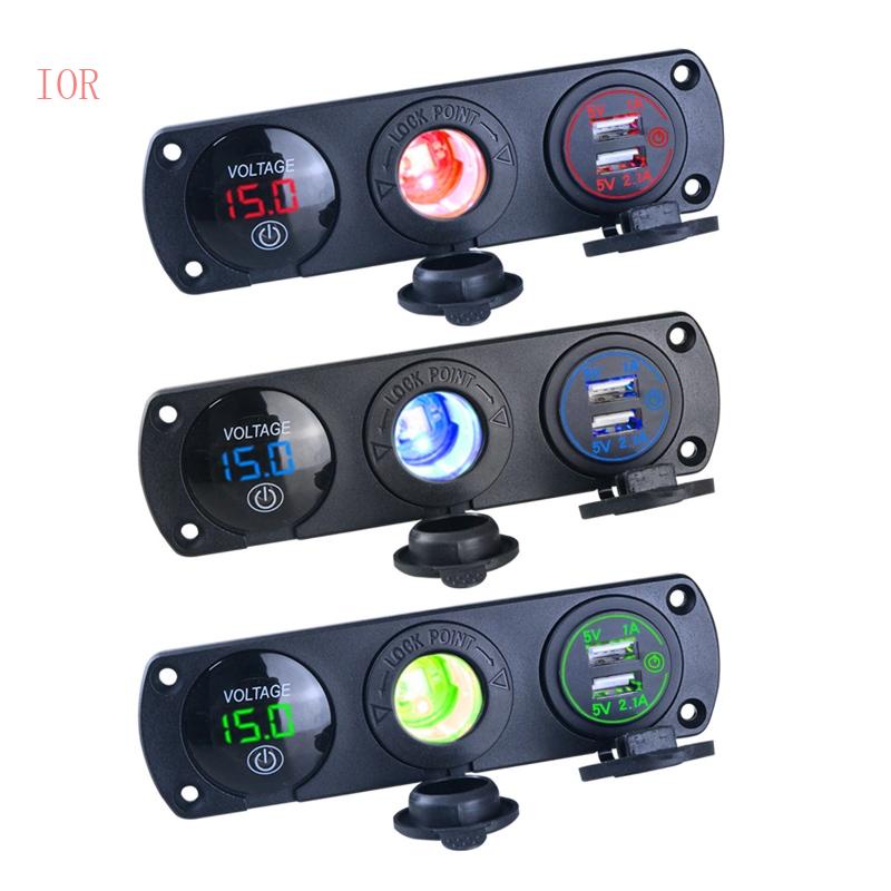 Vôn Kế LED Hai Cổng USB 12-24V 3 Trong 1 Tiện Dụng Cho Tàu Thuyền / Xe Hơi