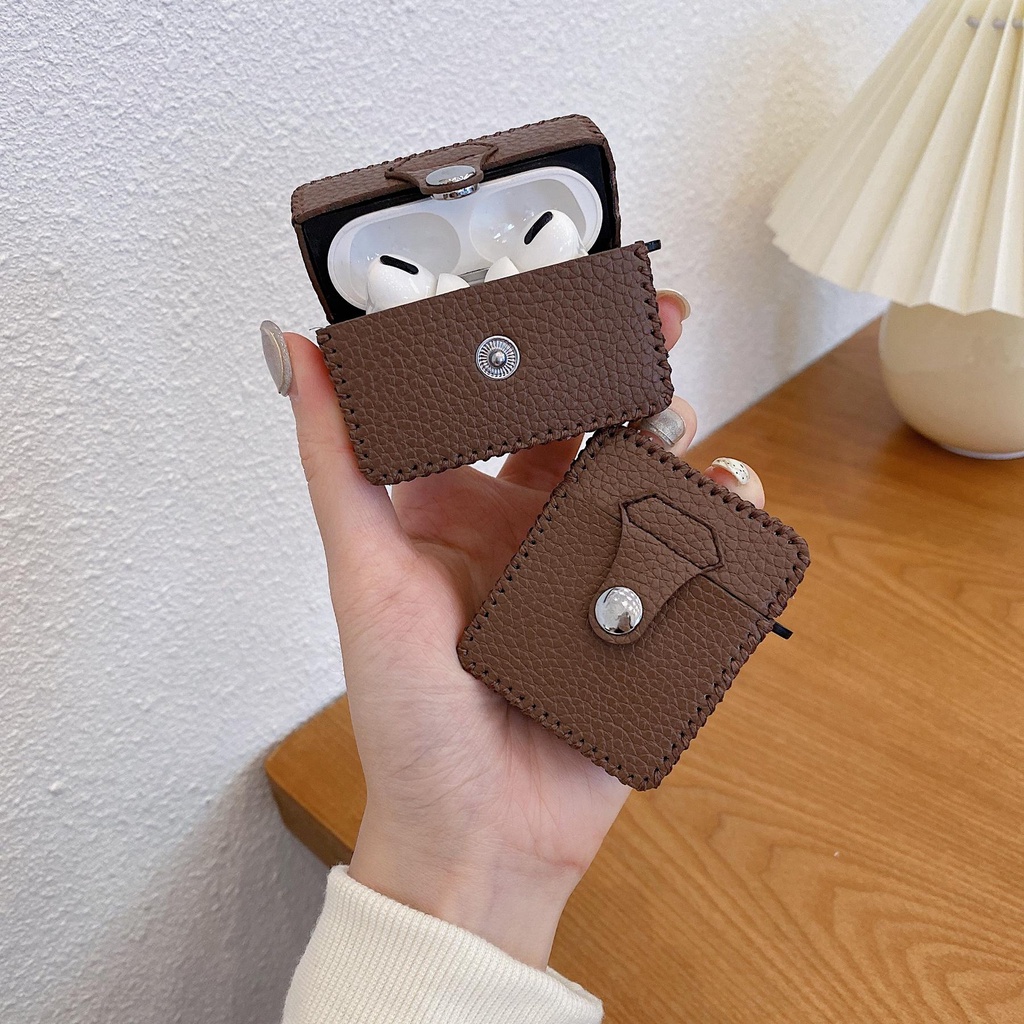 Vỏ Bảo Vệ Hộp Sạc Tai Nghe AirPods 1 2 3 Pro2 2022 Bằng TPU Mềm Kết Cấu Da Màu Trơn Thời Trang Chống Sốc