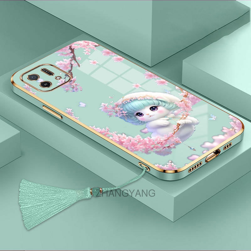 Ốp Điện Thoại TPU Mềm Họa Tiết Hoa Dễ Thương Có Dây Đeo Cho oppo a16k