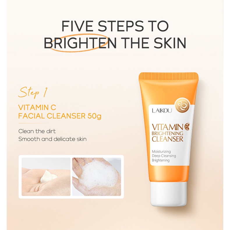 Bộ chăm sóc da 5 cái LAIKOU Vitamin C để dưỡng ẩm và làm trắng da mặt
