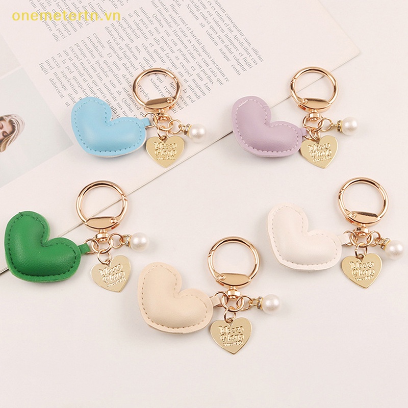 Móc Chìa Khóa Bằng Da PU Họa Tiết Trái Tim Nhiều Màu Sắc Sáng Tạo Cho Nữ