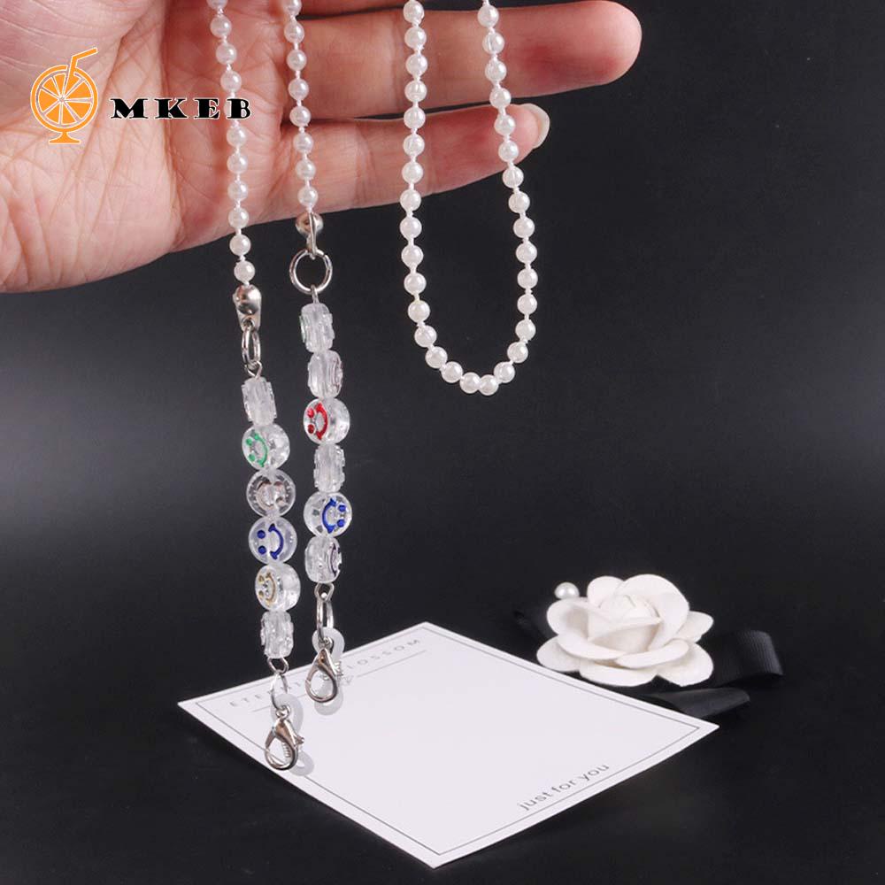 Dây Đeo Mắt Kính Hình Mặt Cười Bằng Nhựa Resin Đính Ngọc Trai Thời Trang Cho Trẻ Em