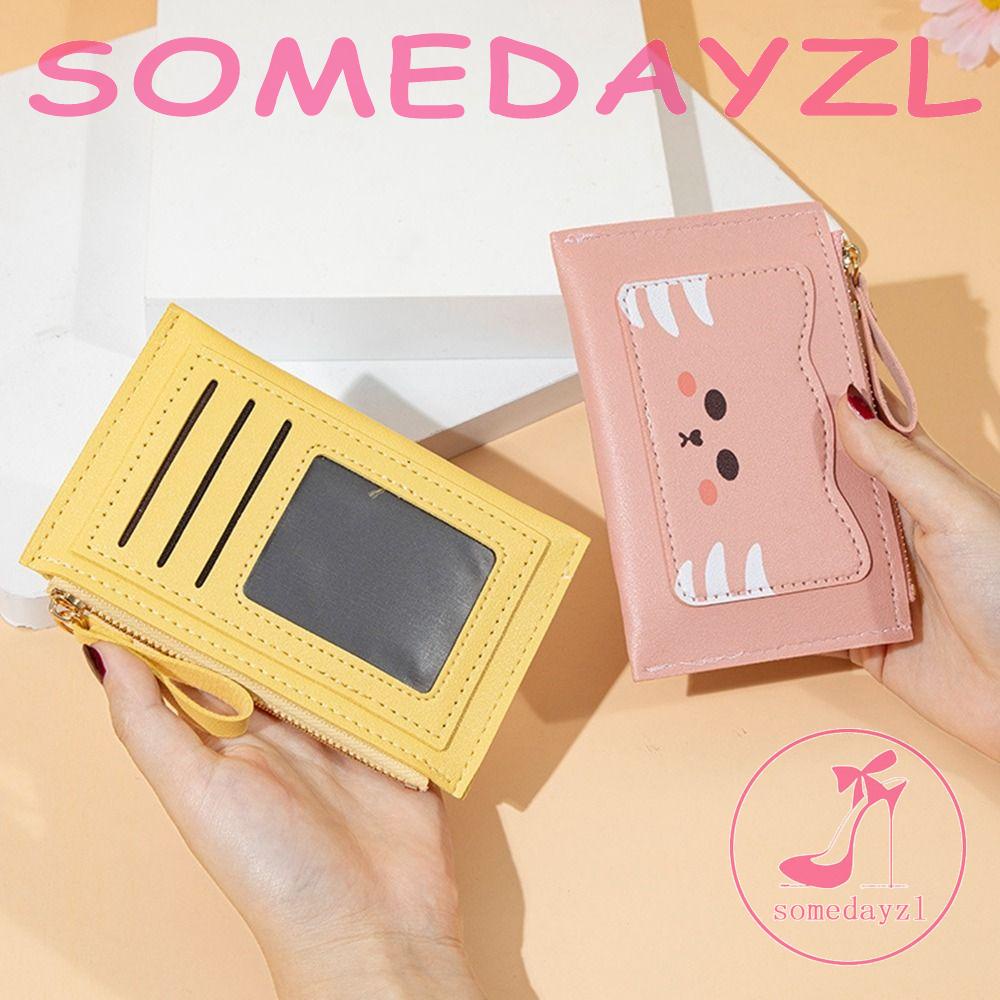 Ví Ngắn Mỏng Đựng Thẻ / Tiền Nhiều Ngăn Có Khóa Kéo Hình Mèo Phong Cách Vintage Cho Nữ