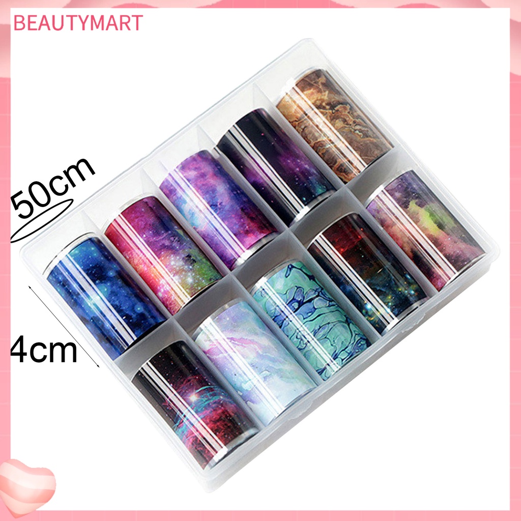 Hộp 10 Cuộn Nhãn Dán Móng Tay Bằng PVC Nhiều Màu Dành Cho Nữ