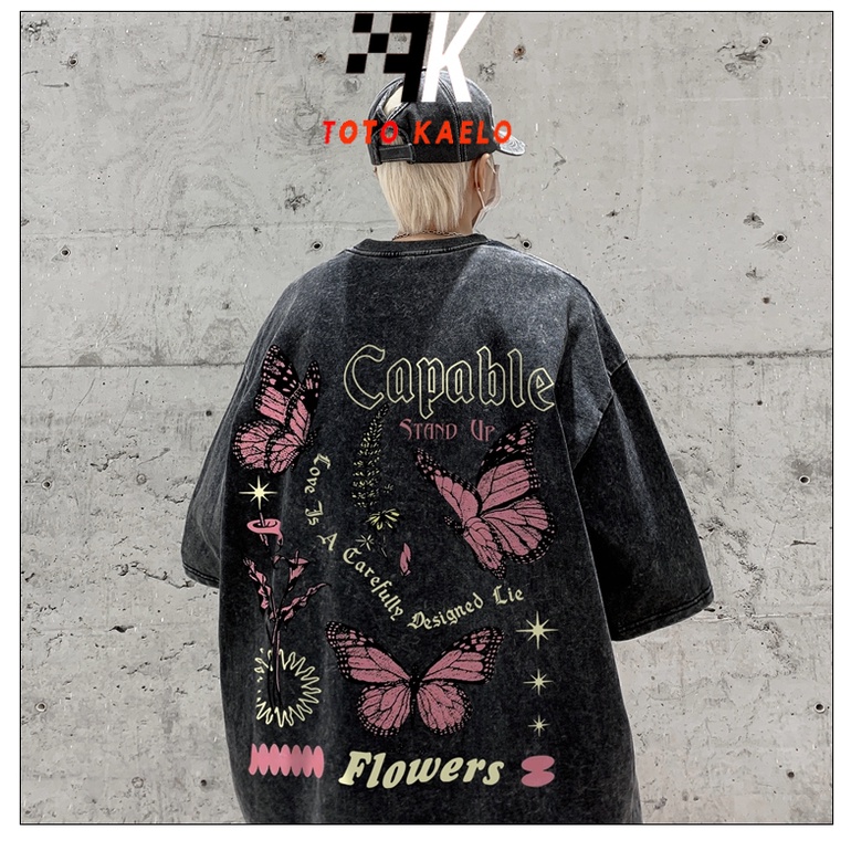 TOTOK Áo phông áo thun unisex Ngắn Tay Cổ Chữ V In Chữ Phong Cách hip hop JUN0307