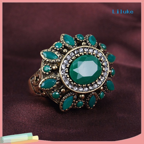 Nhẫn Hợp Kim Trang Trí Hoa Phong Cách Retro Cho Nữ Size 7-10