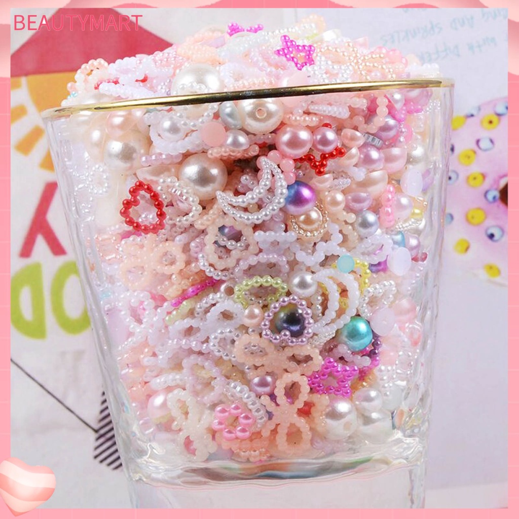 [beautymart] Hạt Ngọc Trai 50g Hình Nơ / Trái Tim / Ngôi Sao / Ngôi Sao Đính Trang Trí Ốp Điện Thoại / Móng Tay