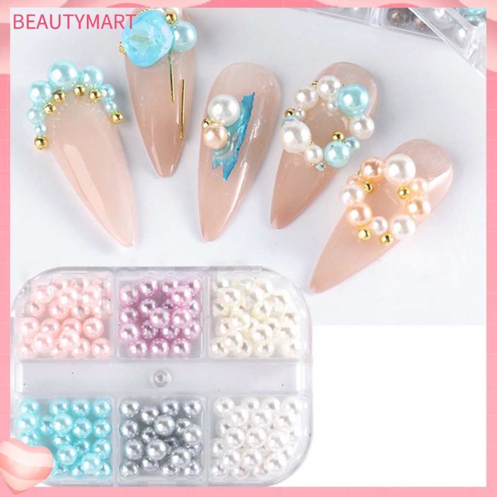 1 Hộp Hạt Ngọc Trai 3D Bằng ABS Dùng Trang Trí Móng Tay Nghệ Thuật