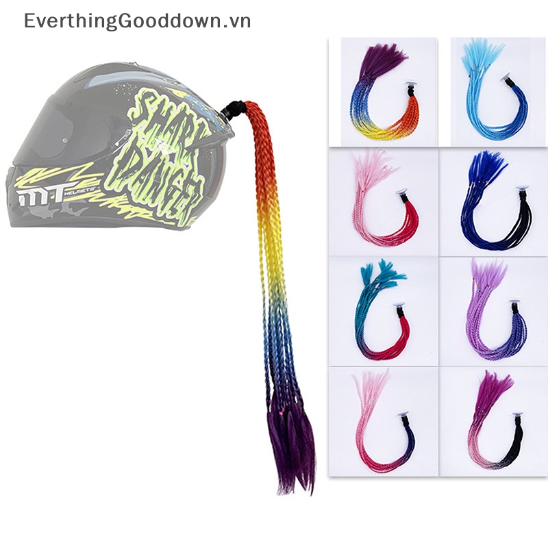 Everthinggooddown Mũ Bảo Hiểm Bện Tóc Đuôi Ngựa Màu Gradient Có Giác Hút vn