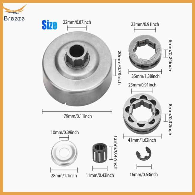 Set 6 Vành Đĩa Ly Hợp 3 / 8 Inch Tương Thích Với Máy Cưa Xích Stihl Ms290 029 Ms390 039 Ms310