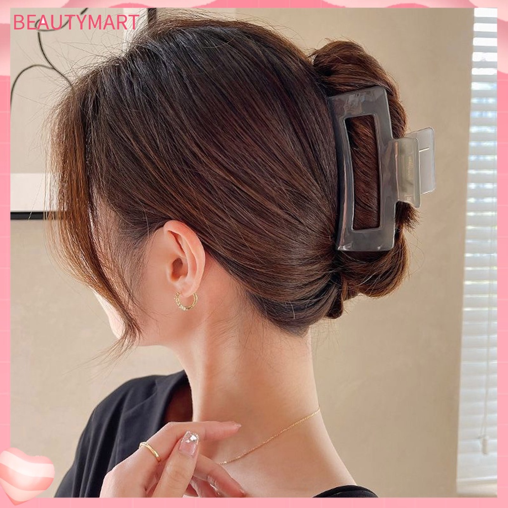 Kẹp Tóc Hình Vuông Cỡ Lớn Thiết Kế Trong Suốt Chống Trượt Tiện Dụng Cho Nữ