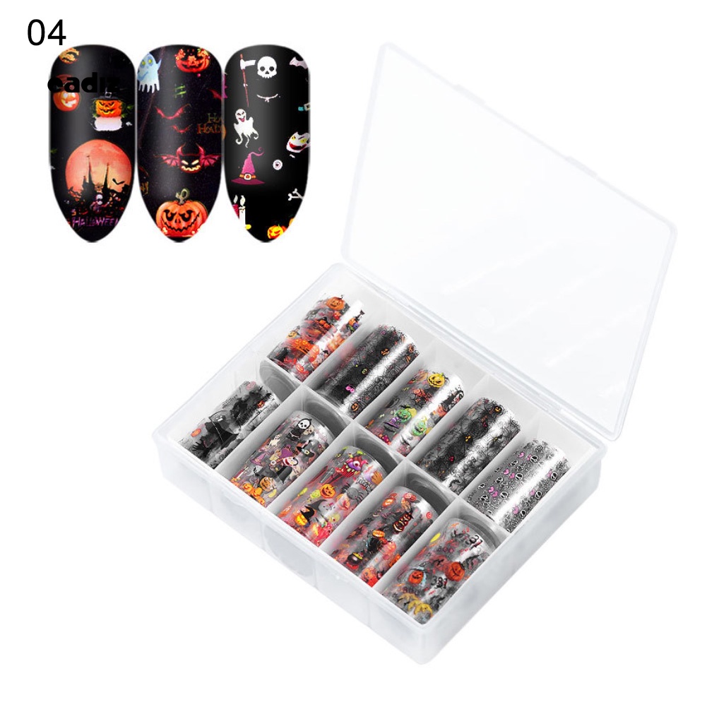 Hộp Sticker 10 Ngăn Hình Bí Ngô Trang Trí Móng Tay