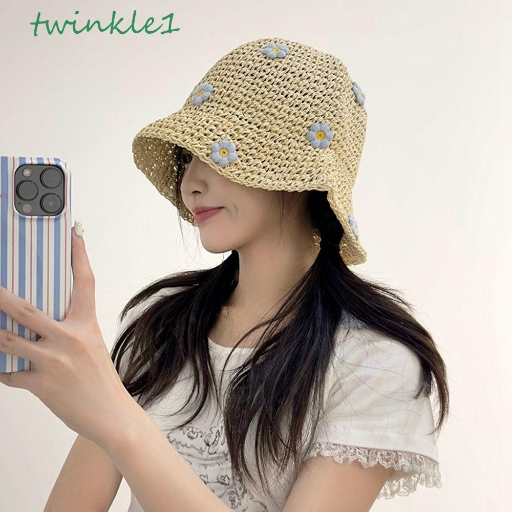 Mũ Cói Chống Nắng Đính Hoa Thủ Công Phong Cách Boho Panama Cho Nữ