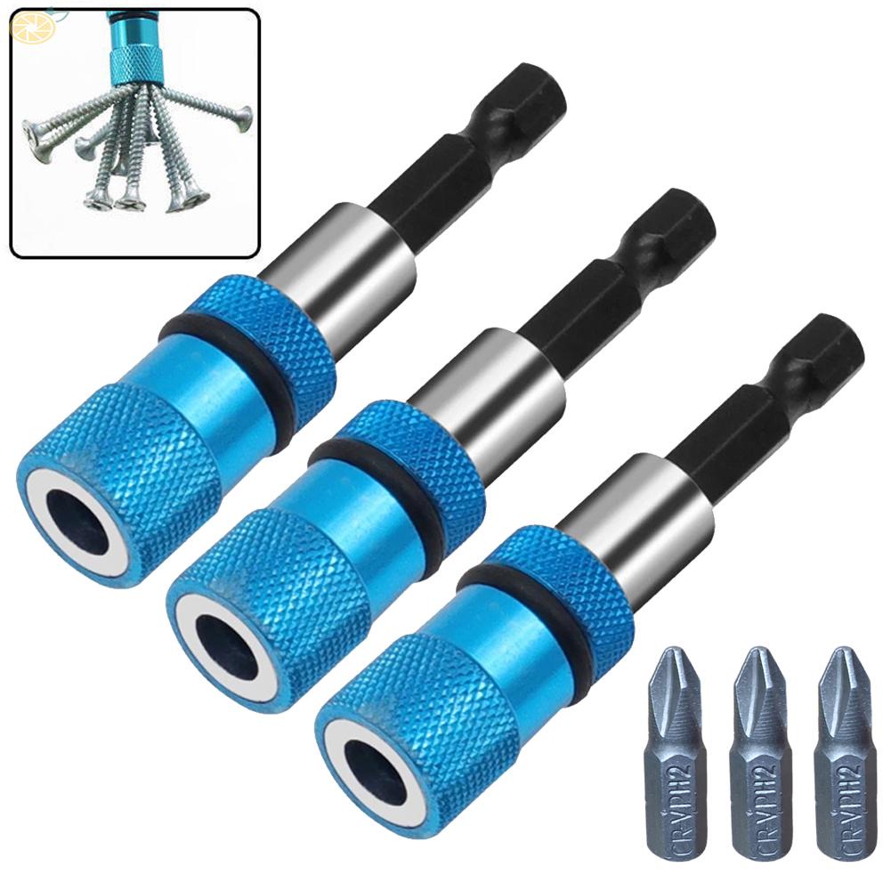 【VARSTR】Screwdriver Bit Nutdriver Quick Connecting Rod 1/4 Inch 3pcs For Electric Drill
