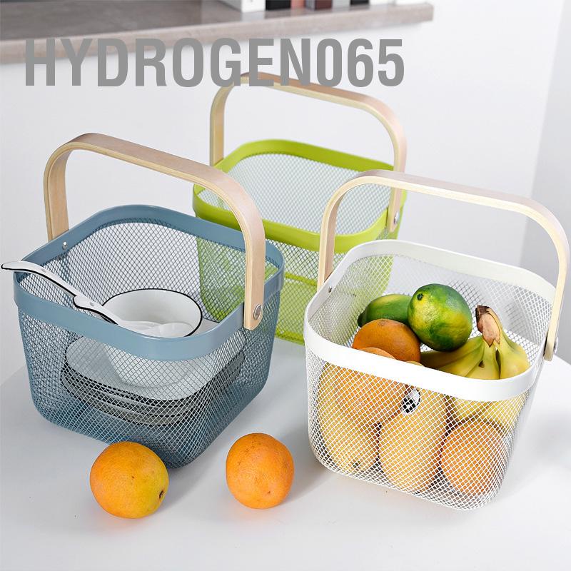 Hydrogen065 Rây Trái Cây Chất Liệu Kim Loại Tay Cầm Di Động Thoải Mái Chống Mài Mòn Rổ Xả Rau Thiết Thực Cho Nhà Bếp