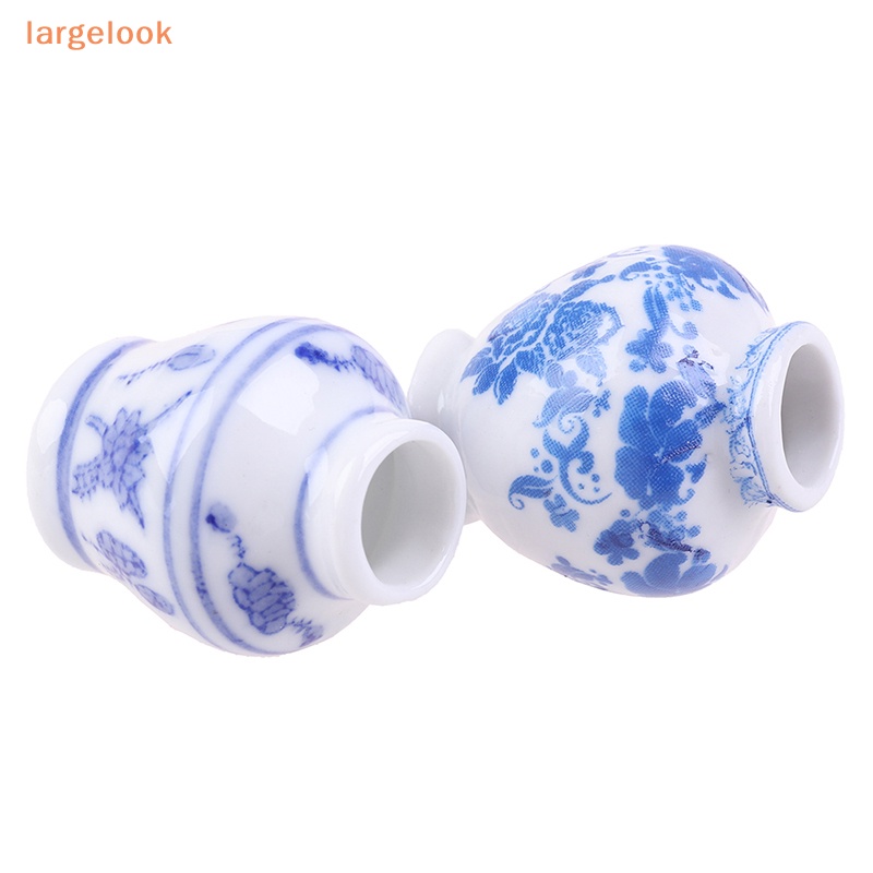 Bình Hoa Sứ Màu Trắng Và Xanh Cỡ Lớn Tỷ Lệ 1 / 12 Trang Trí Nhà Búp Bê