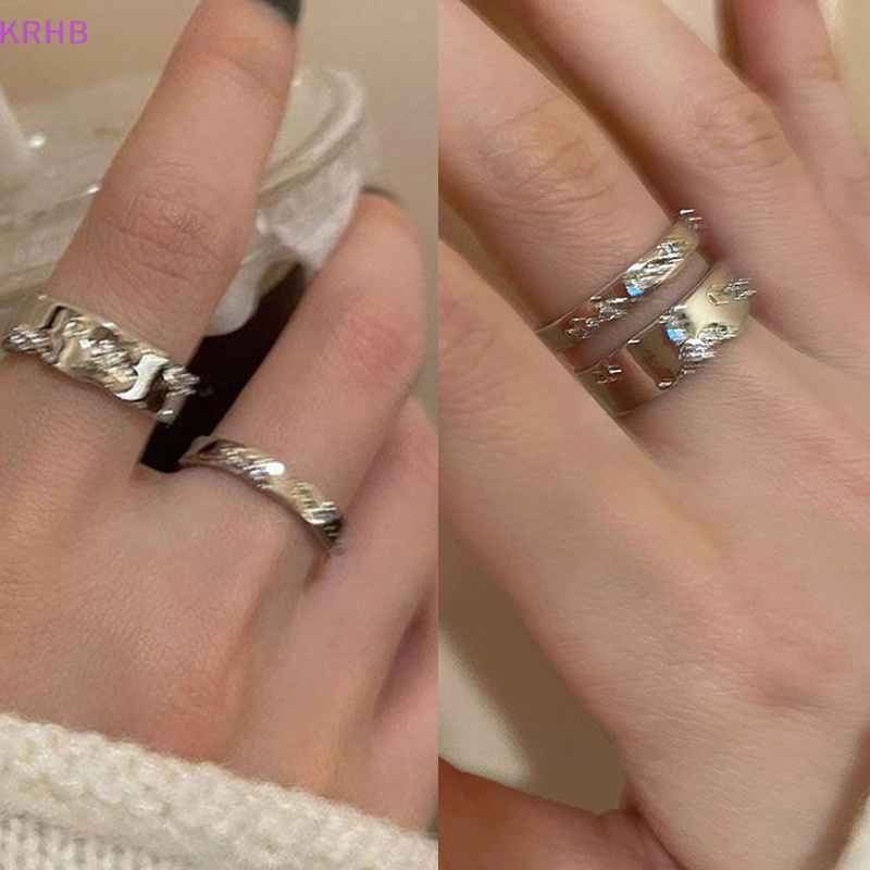 Set 2 Nhẫn Hở Mạ Bạc Đính Đá Phong Cách Punk Cổ Điển Dành Cho Nữ Mới