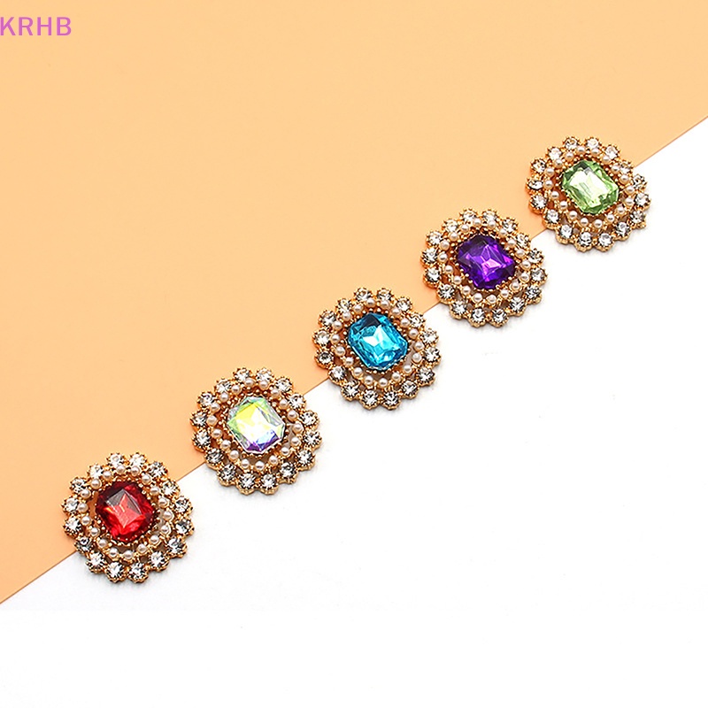 Set 2 Phụ Kiện Nút Hợp Kim Hình Vương Miện Đính Đá Trang Trí Vòng Tay / Vòng Tay DIY Mới