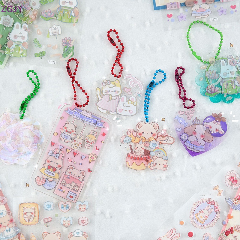 Set 2 Tấm Sticker Họa Tiết Hoạt Hình Lấp Lánh Chống Thấm Nước Trang Trí Sổ Tay Mới