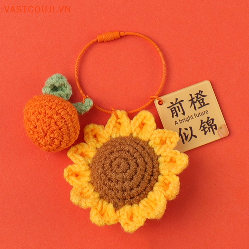 Vastji Phụ Kiện Móc Khóa Điện Thoại Thiết Kế Hoa Hồng Đan Len Thủ Công Tinh Tế