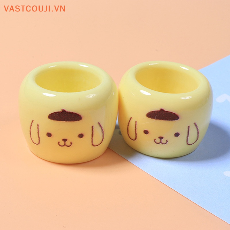 Set 2 Chén Dĩa Đồ Chơi Mini Hình Tròn In Họa Tiết Hoạt Hình Cho Nhà Búp Bê