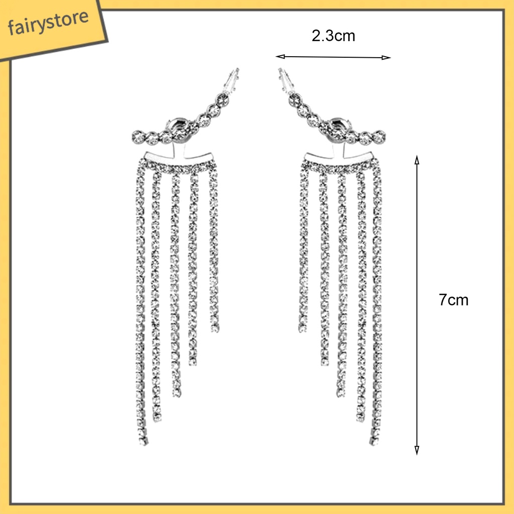 1 Cặp Bông Tai Tua Rua Đính Đá Màu Bạc Phong Cách Bohemian Thời Trang Cho Nữ