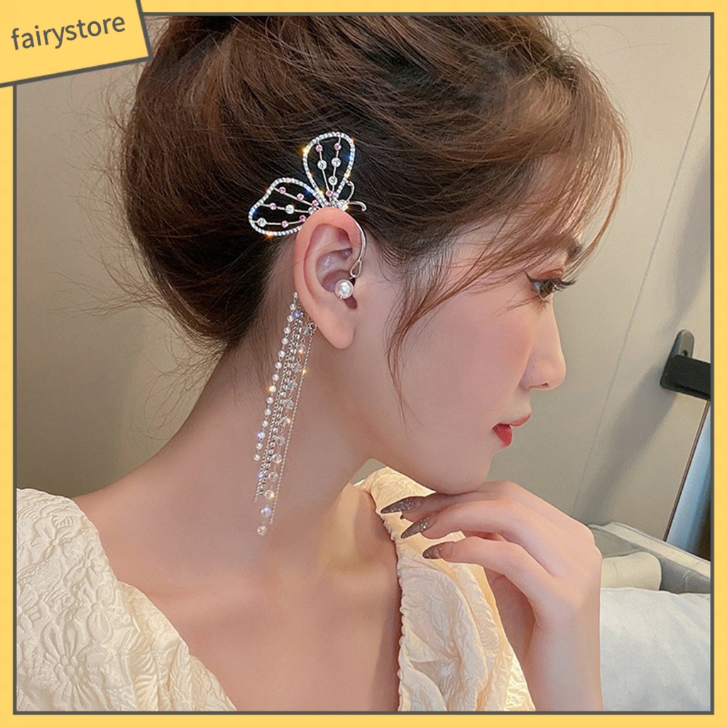 1 Đôi Bông Tai Hình Bướm Có Đính Đá Lấp Lánh Dành Cho Nữ