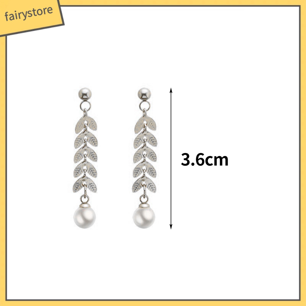 [FRO] 1 Đôi Bông Tai Đinh Tán Hình Học Đính Ngọc Trai Giả Sáng Bóng Dáng Dài Dễ Lên Màu Trang Trí Cho Nữ