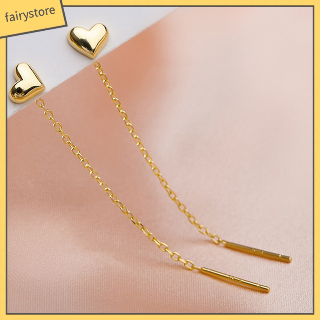 1 Đôi Bông Tai Hình Trái Tim Nhỏ Dáng Dài Trọng Lượng Nhẹ Thời Trang Nữ