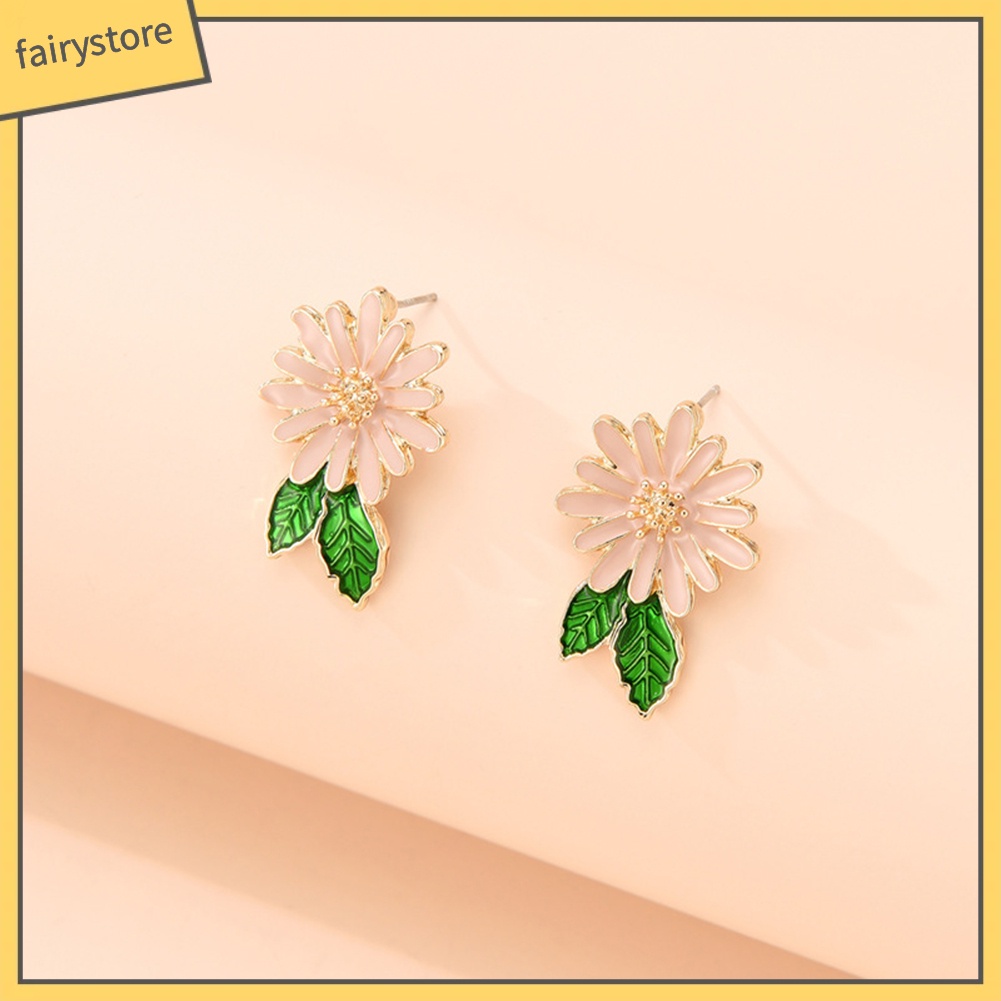 Bông Tai Hình Hoa Bằng Hợp Kim Tráng Men Thời Trang Cho Nữ