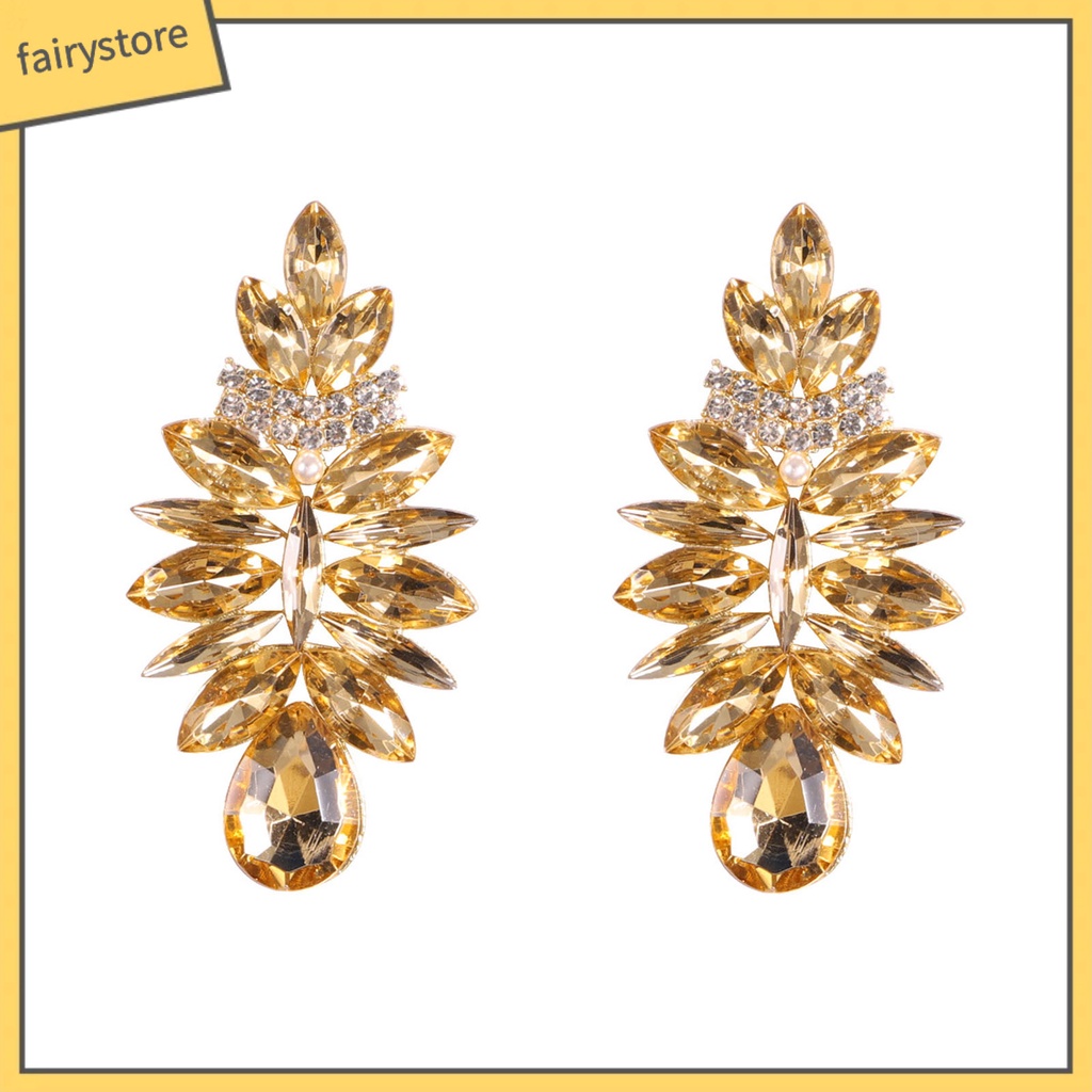 1 Đôi Bông Tai Hình Giọt Nước Đính Đá Lấp Lánh Dành Cho Nữ