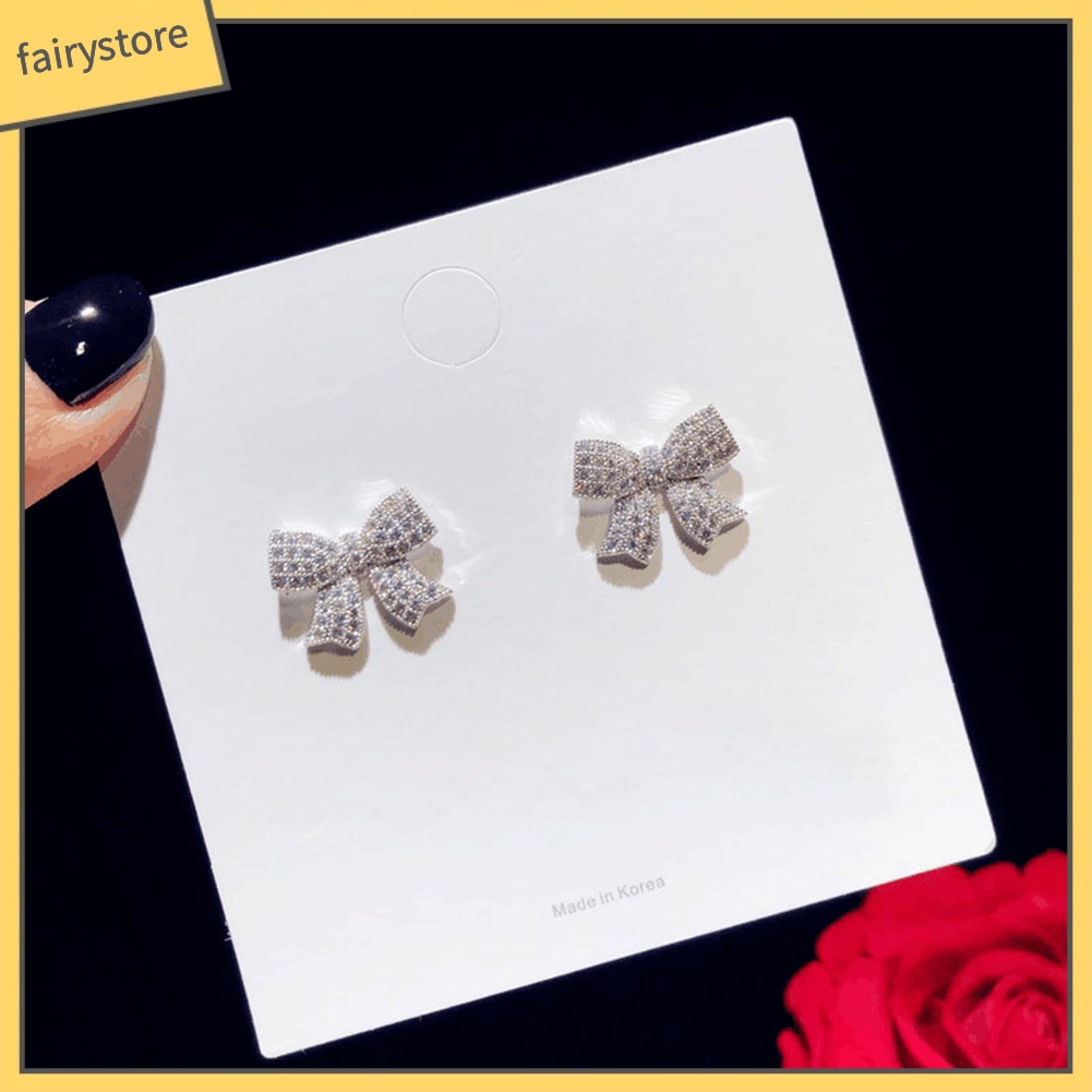 Đôi Bông Tai Hình Nơ Đính Đá Thời Trang Cho Nữ