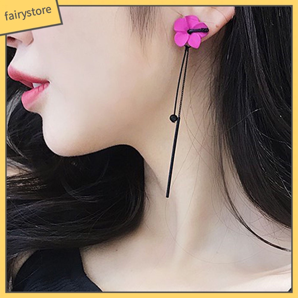 Bông Tai Dài Hình Hoa Tua Rua Thời Trang Dành Cho Nữ