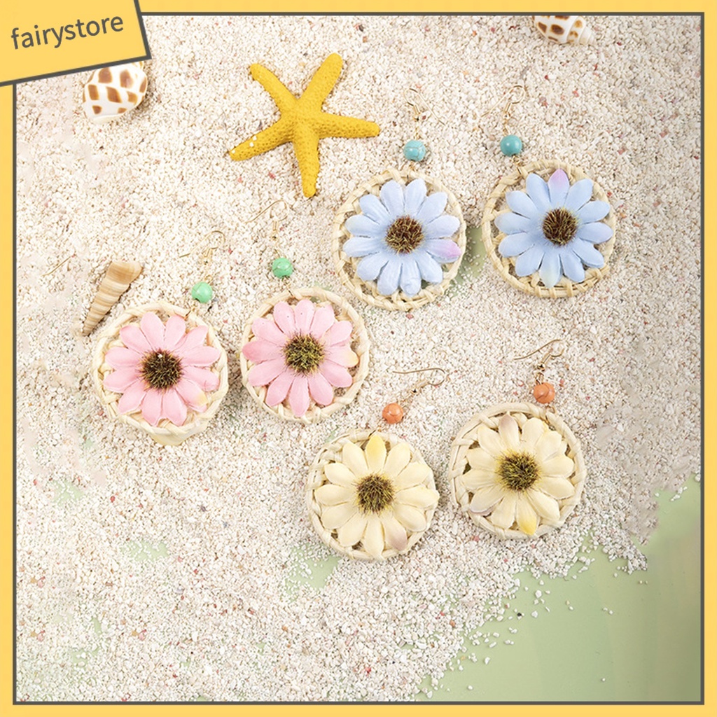 1 Đôi Bông Tai Hình Học Dáng Dài Hình Hoa Thời Trang Cho Nữ