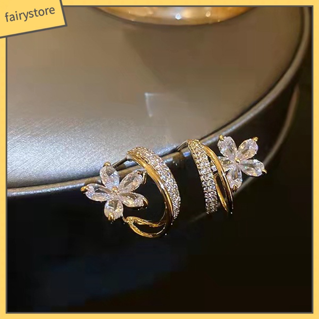 1 Đôi Bông Tai Hình Hoa Đính Đá Lấp Lánh Thời Trang Cao Cấp Dành Cho Nữ