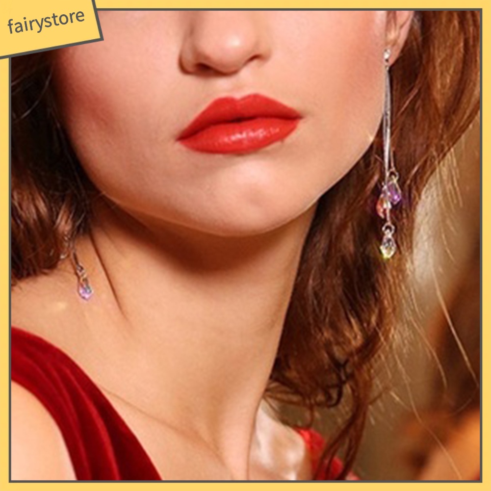 Bông Tai Tua Rua Dáng Dài Đính Pha Lê Giả Thời Trang Sang Trọng Cho Nữ