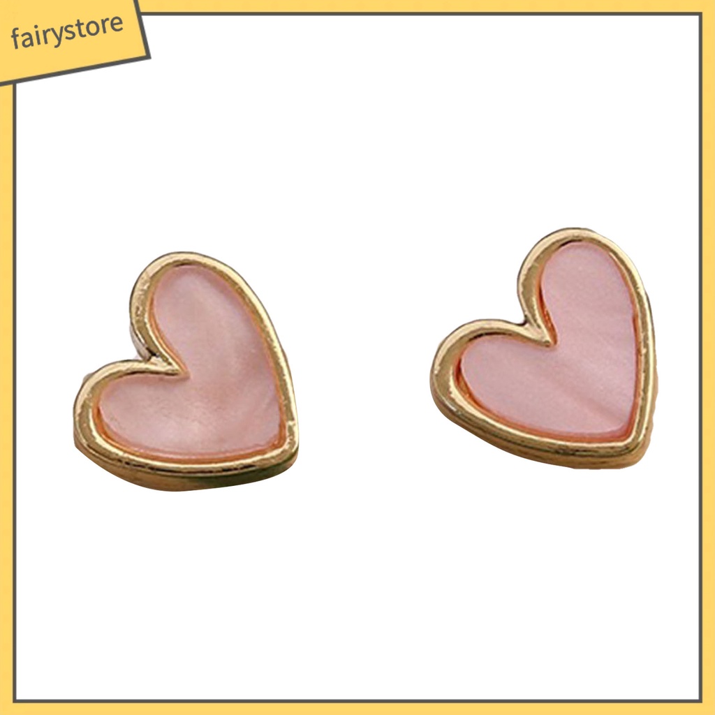 1 Đôi Bông Tai Hình Trái Tim Bằng Hợp Kim Mạ Điện Tinh Tế
