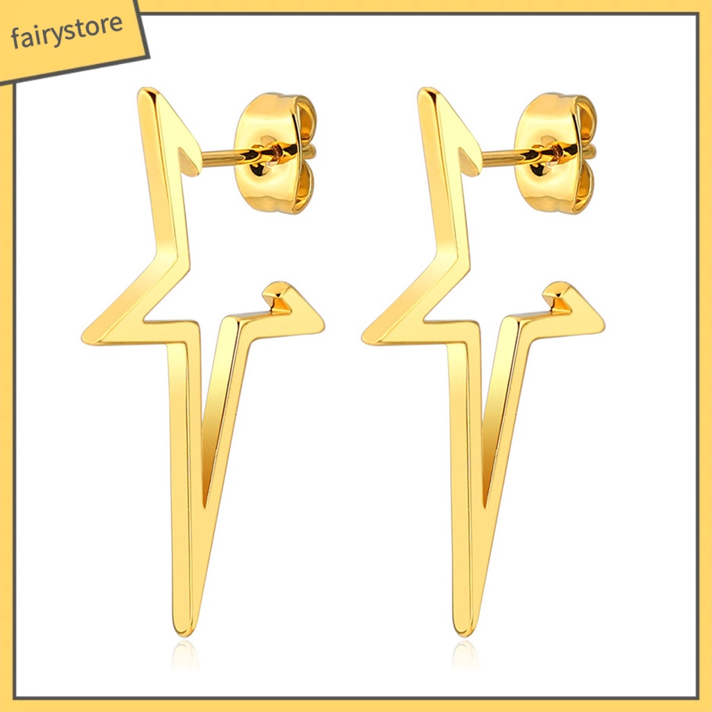 1 Đôi Bông Tai Hình Ngôi Sao Năm Cánh Bằng Hợp Kim Màu Trơn Phong Cách Hip hop Thời Trang Cho Nữ