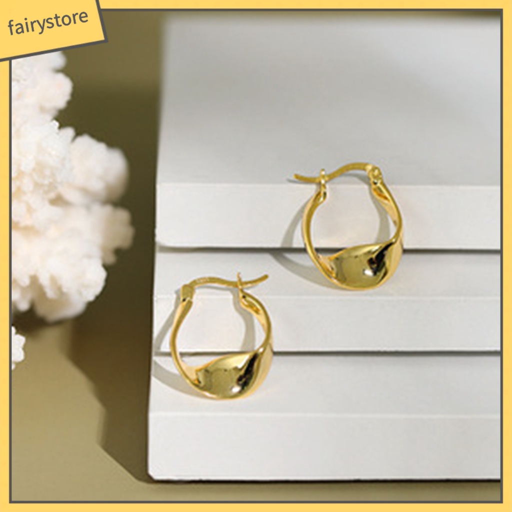 1 Đôi Bông Tai Hình Học Xoắn Ốc Bằng Đồng Lấp Lánh Chống Mài Mòn