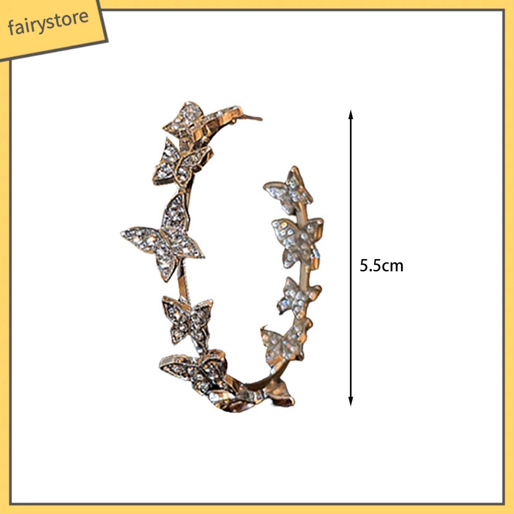 1 Đôi Bông Tai Tròn Đính Đá Thời Trang Dành Cho Nữ