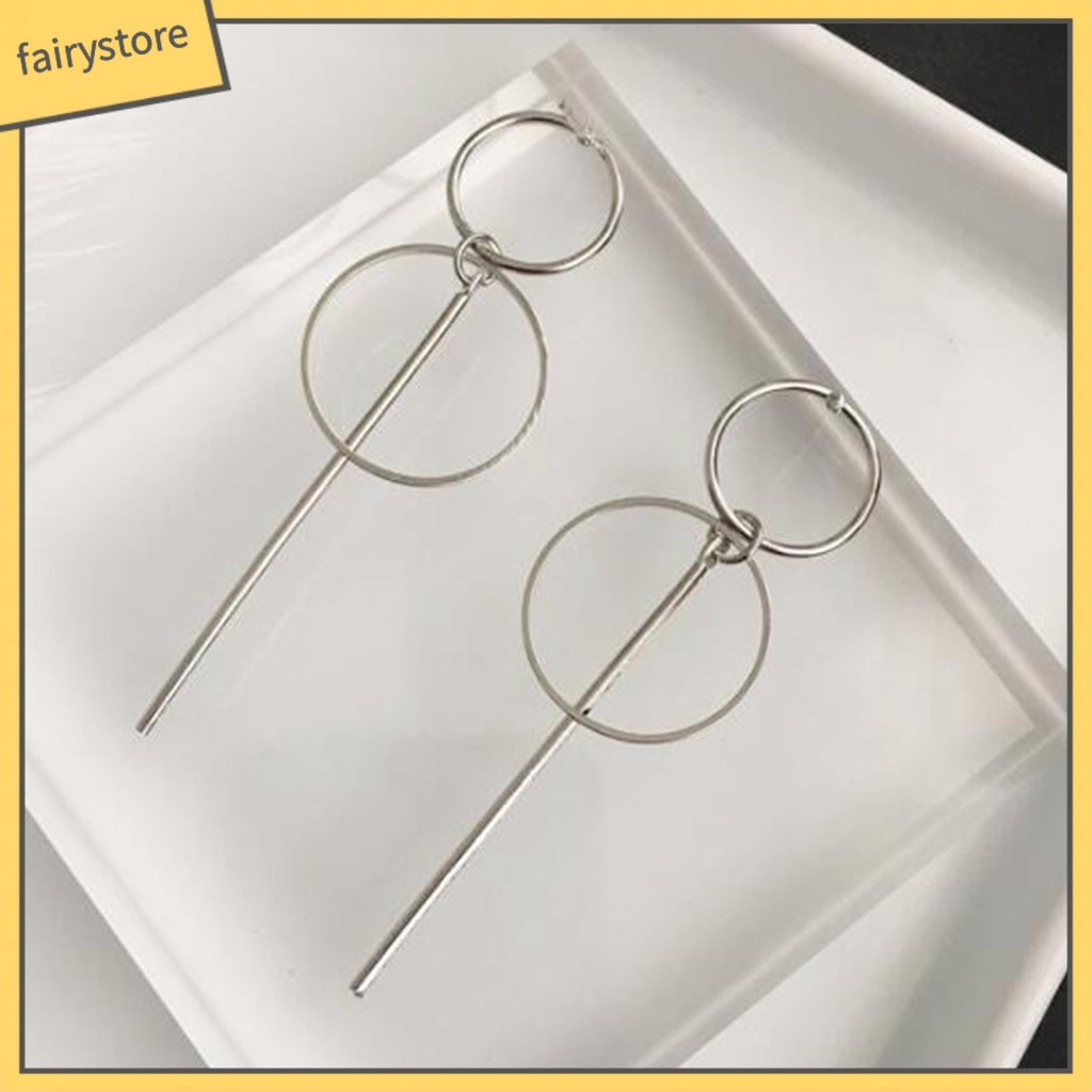 Bông Tai Hình Tròn Phối Tua Rua Dáng Dài Bằng Hợp Kim Thời Trang Dự Tiệc Cho Nữ