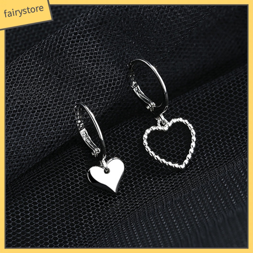 2 Bông Tai Hình Trái Tim Bằng Đồng Thiết Kế Đục Lỗ Thời Trang Cho Nữ