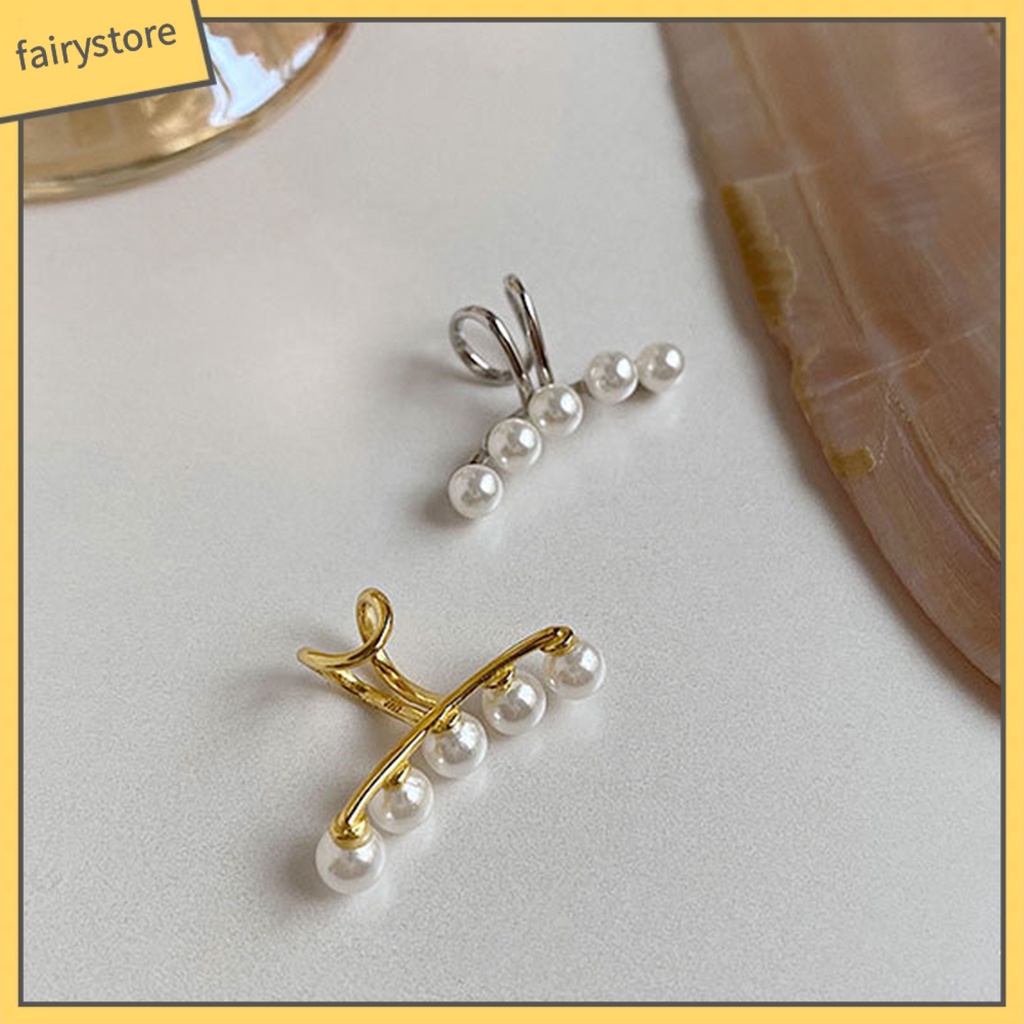 Khuyên Kẹp Vành Tai Đính Ngọc Trai Giả Thời Trang Dự Tiệc Cho Nữ