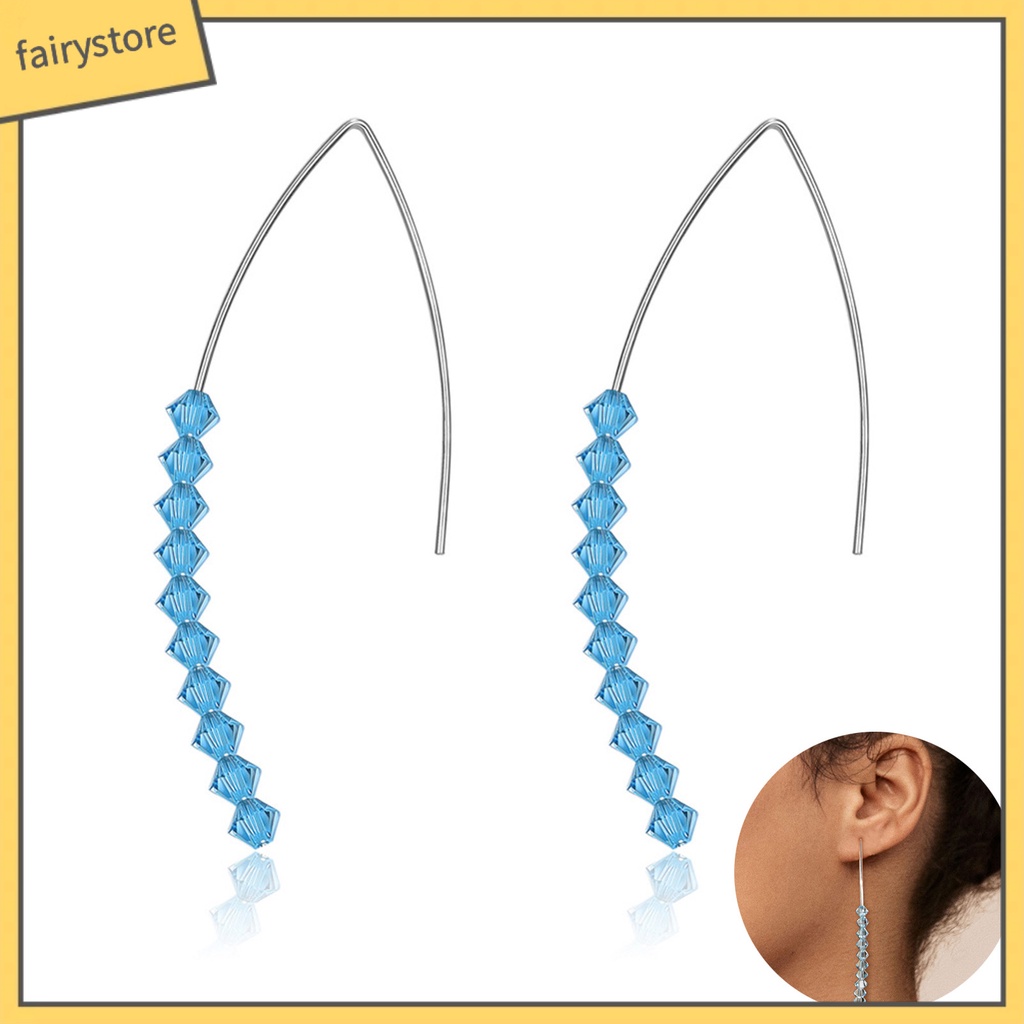 Bông Tai Bạc 925 Dáng Dài Hình Chữ V Thời Trang Cho Nữ