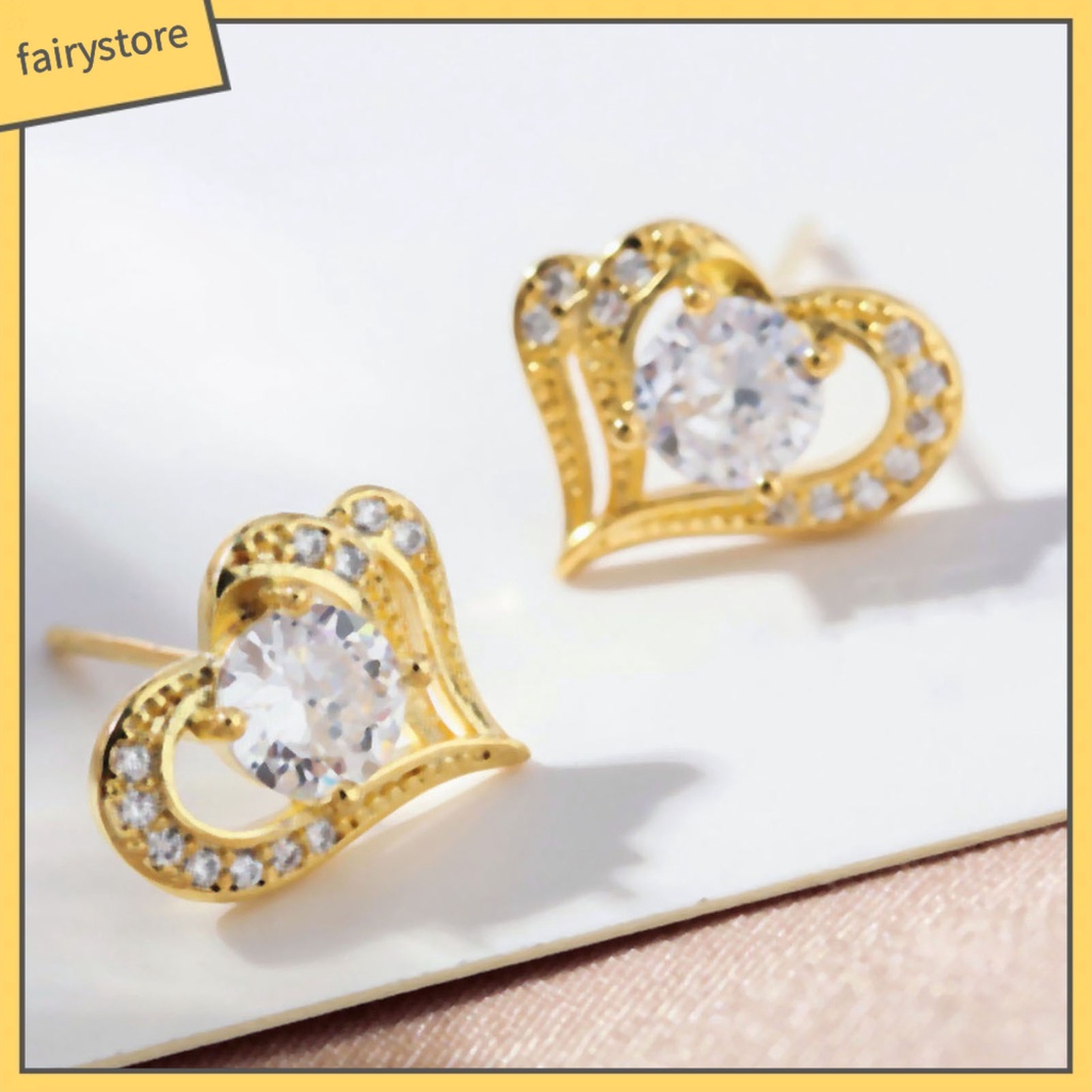 1 Đôi Bông Tai Hình Trái Tim Bằng Hợp Kim Thời Trang Dành Cho Nữ