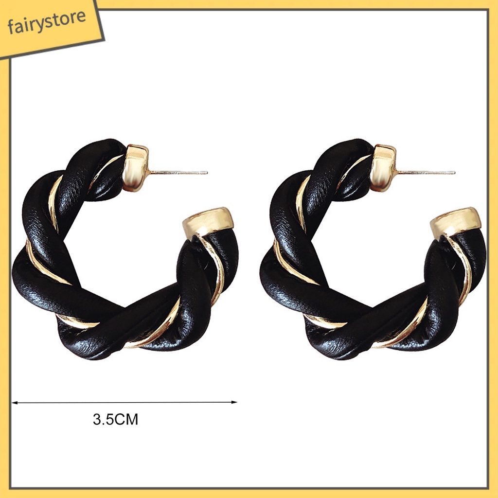 Bông Tai Dạng Vòng Xoắn Giả Da Thời Trang Dành Cho Nữ