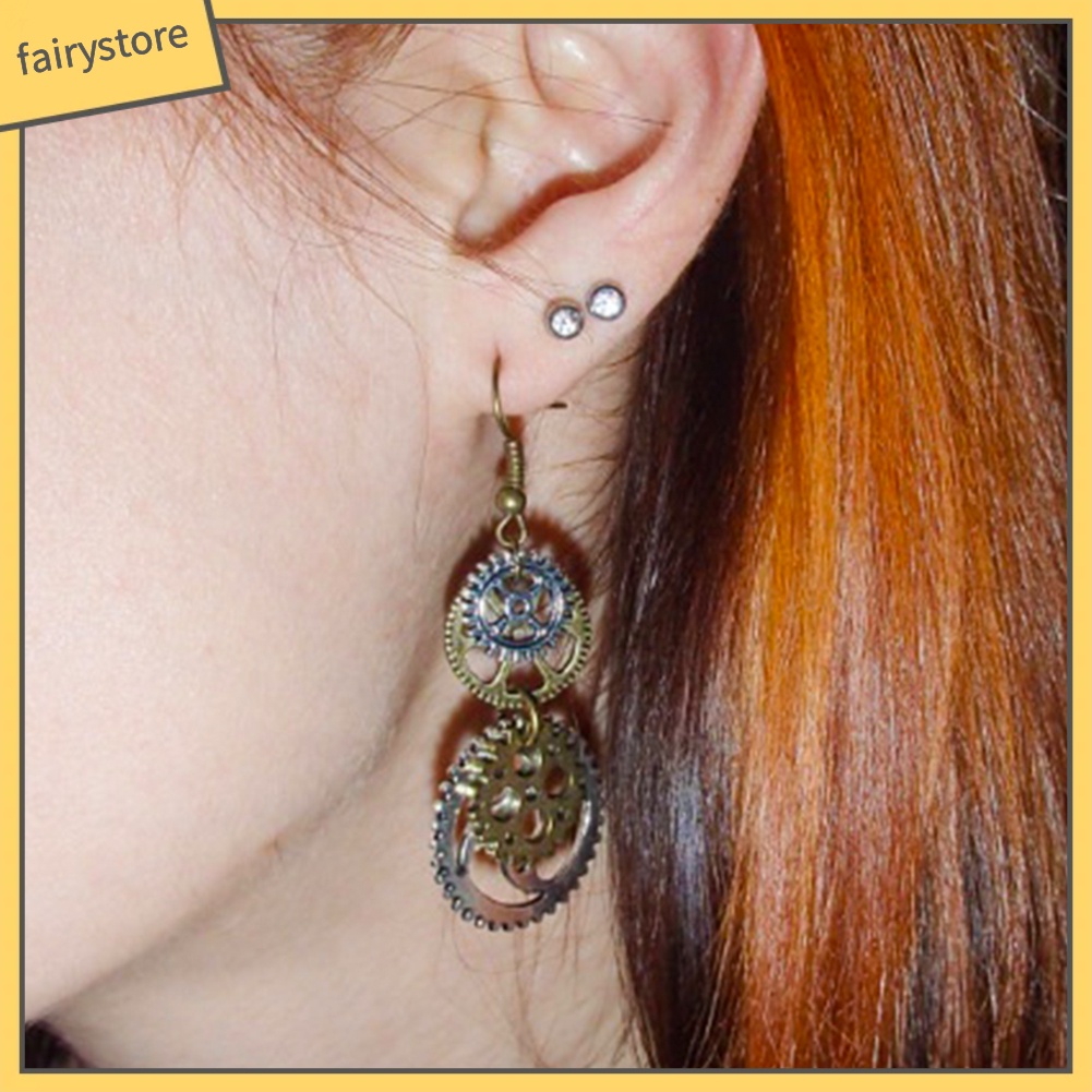 Đôi Khuyên Tai Dài Hình Bánh Răng Thời Trang Cho Nữ