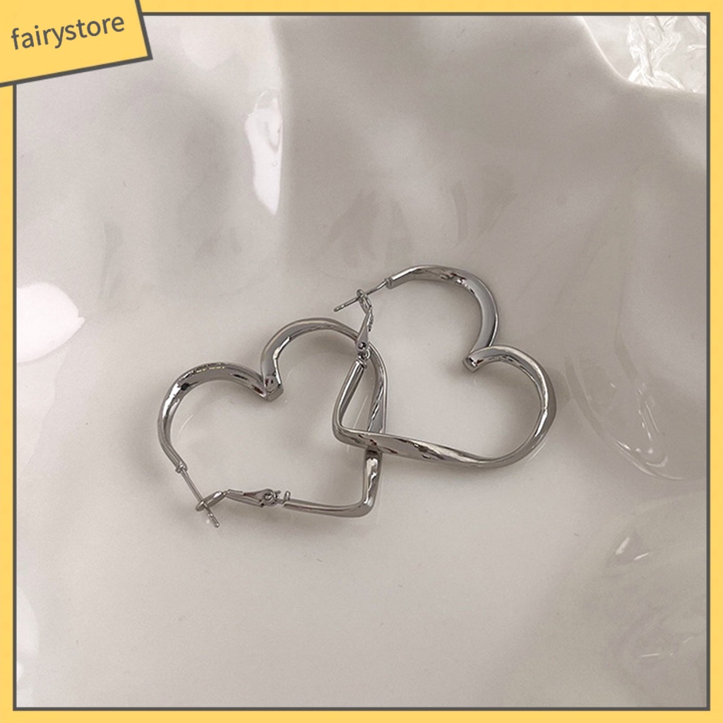 1 Đôi Bông Tai Hình Tròn / Trái Tim Thời Trang Quyến Rũ Cho Nữ