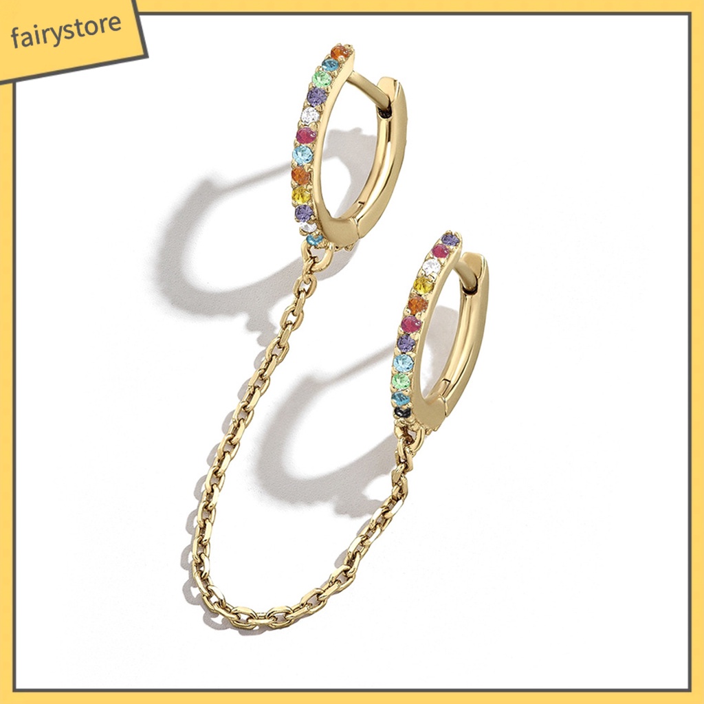 1 Khuyên Tai Chuỗi Đính Đá Lấp Lánh Thời Trang